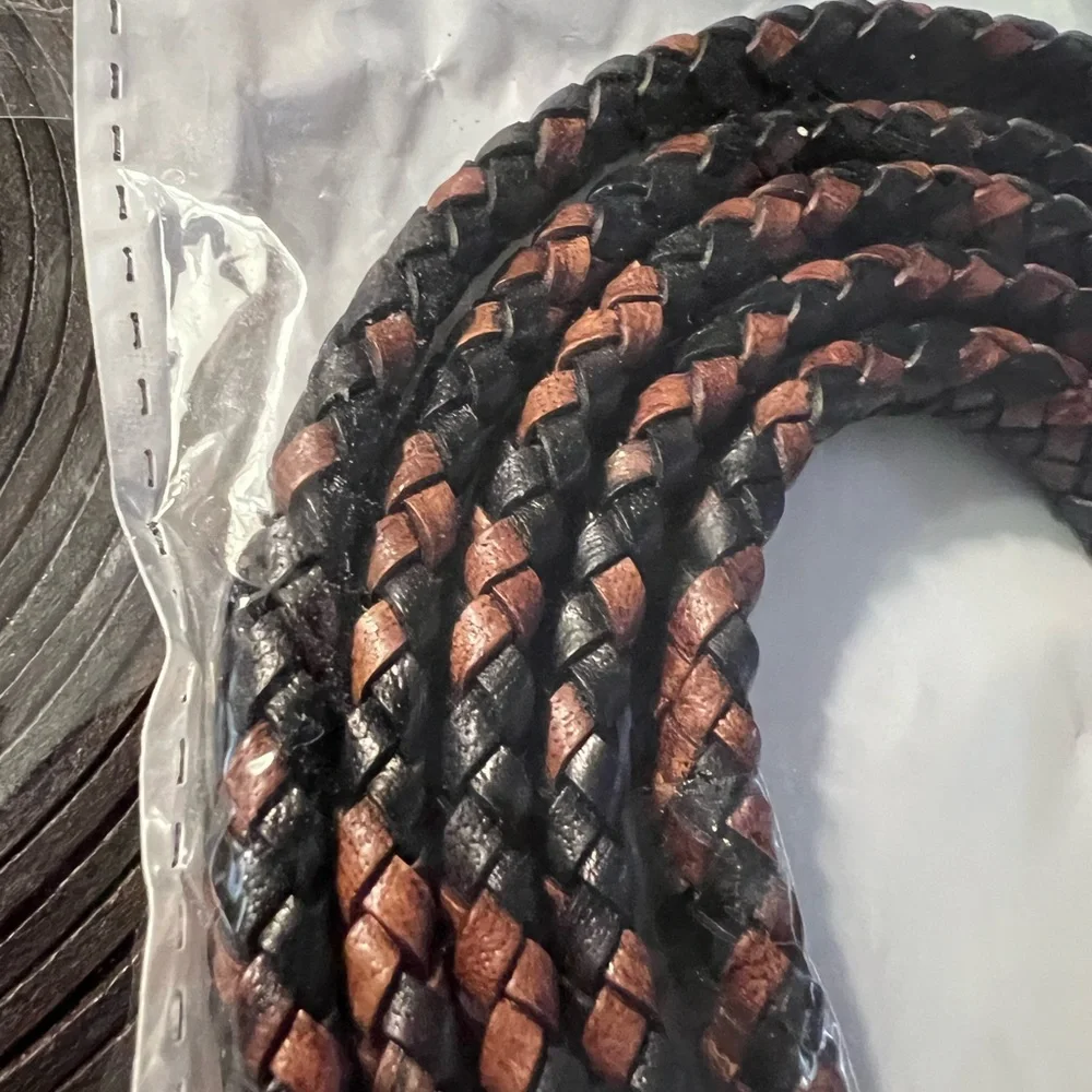 Flat Leather Cord & Braided Straps - Brown